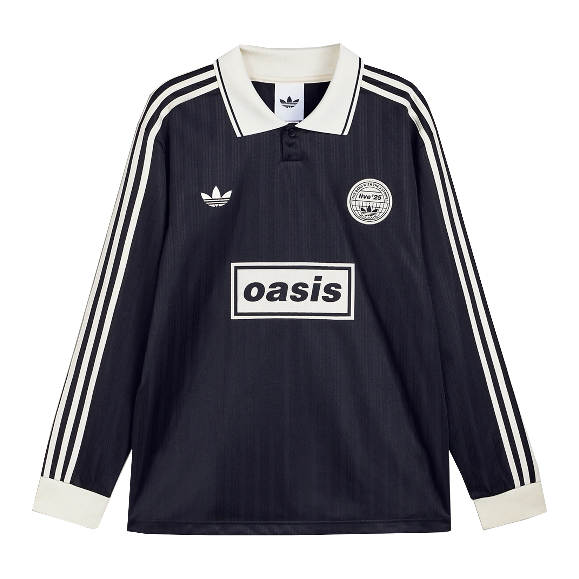 Live '25 adidas Long Sleeve Football Shirt Black/Cream White – Oasis