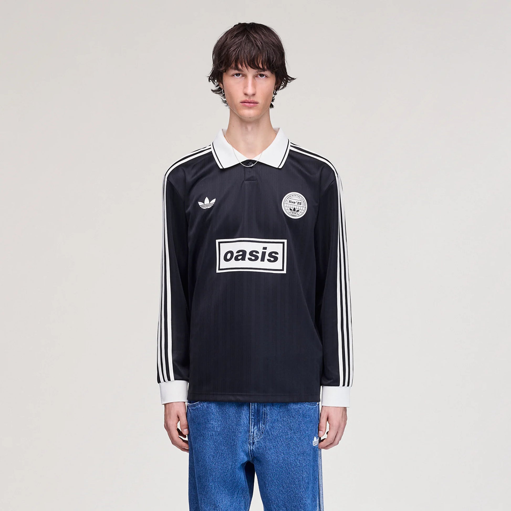 Live '25 adidas Long Sleeve Football Shirt Black/Cream White – Oasis